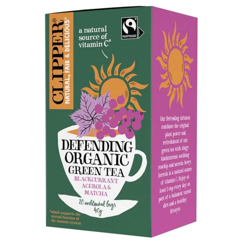 CLIPPER Πράσινο Τσάι 'Defending' με Φραγκοστάφυλο, Ασερόλα & Matcha (40γρ) Τρόφιμα