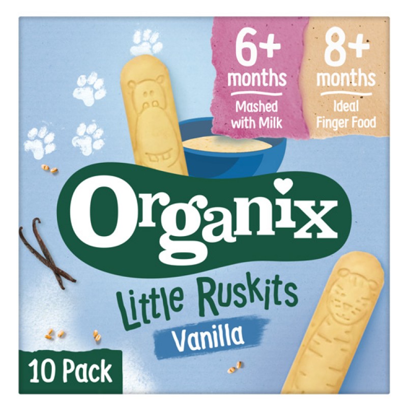 ORGANIX Little Ruskits Μπισκότα Oδοντοφυΐας Βανίλια +6μ (10x6γρ) Τρόφιμα