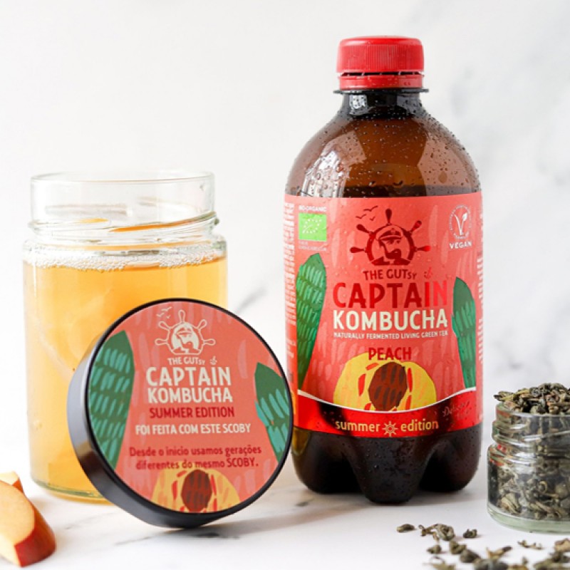Captain Kombucha  Ανθρακούχο Ποτό Kombucha Γεύση Ροδάκινο (400ml)