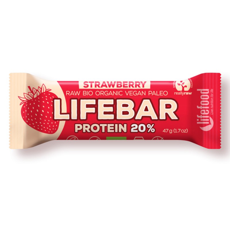Lifefood  Ωμή Mπάρα Πρωτεΐνης Φράουλα (15Χ47γρ)