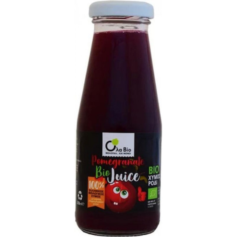 Όλα Bio Βιολογικός Χυμός Bio Juice Ρόδι Χωρίς Ζάχαρη 250ml Τρόφιμα